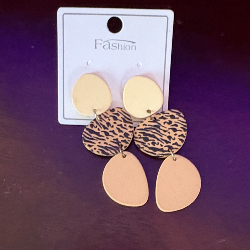 Gold and Black Patterned Earrings